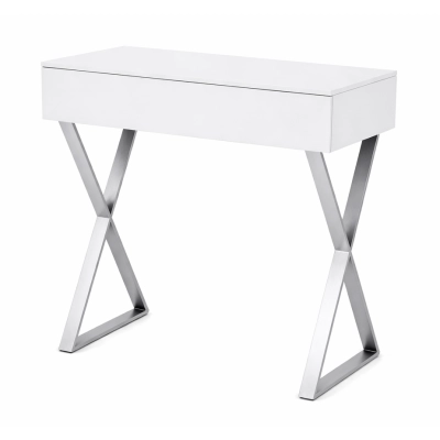 Toaletka / konsola "LENA" biała mat 75cm, srebrny X